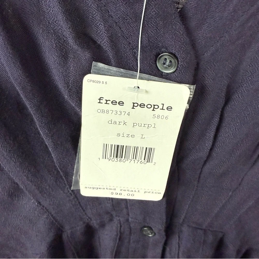 Free People Back in the Spotlight Belted Button Down Shirt Size Large